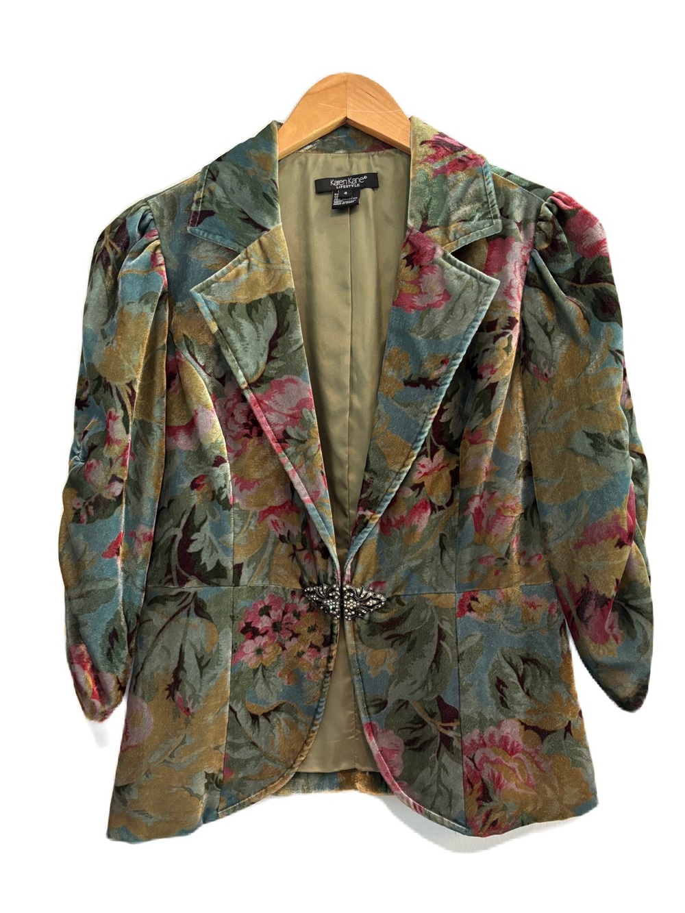 Karen Kane English Garden Floral Velvet Jacket Size 4
